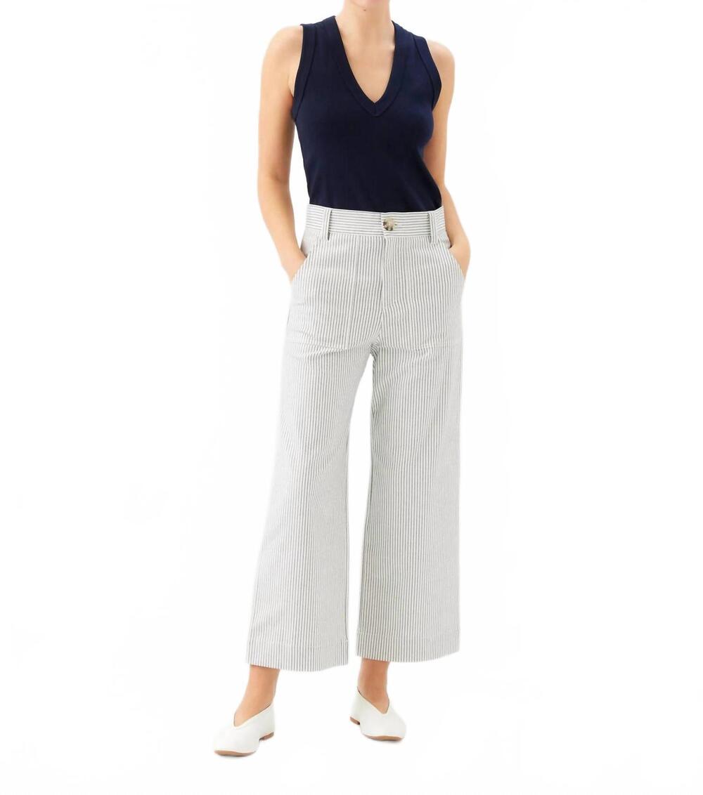 NEW FIFTEEN TWENTY women's rylee crop pants in cream with navy